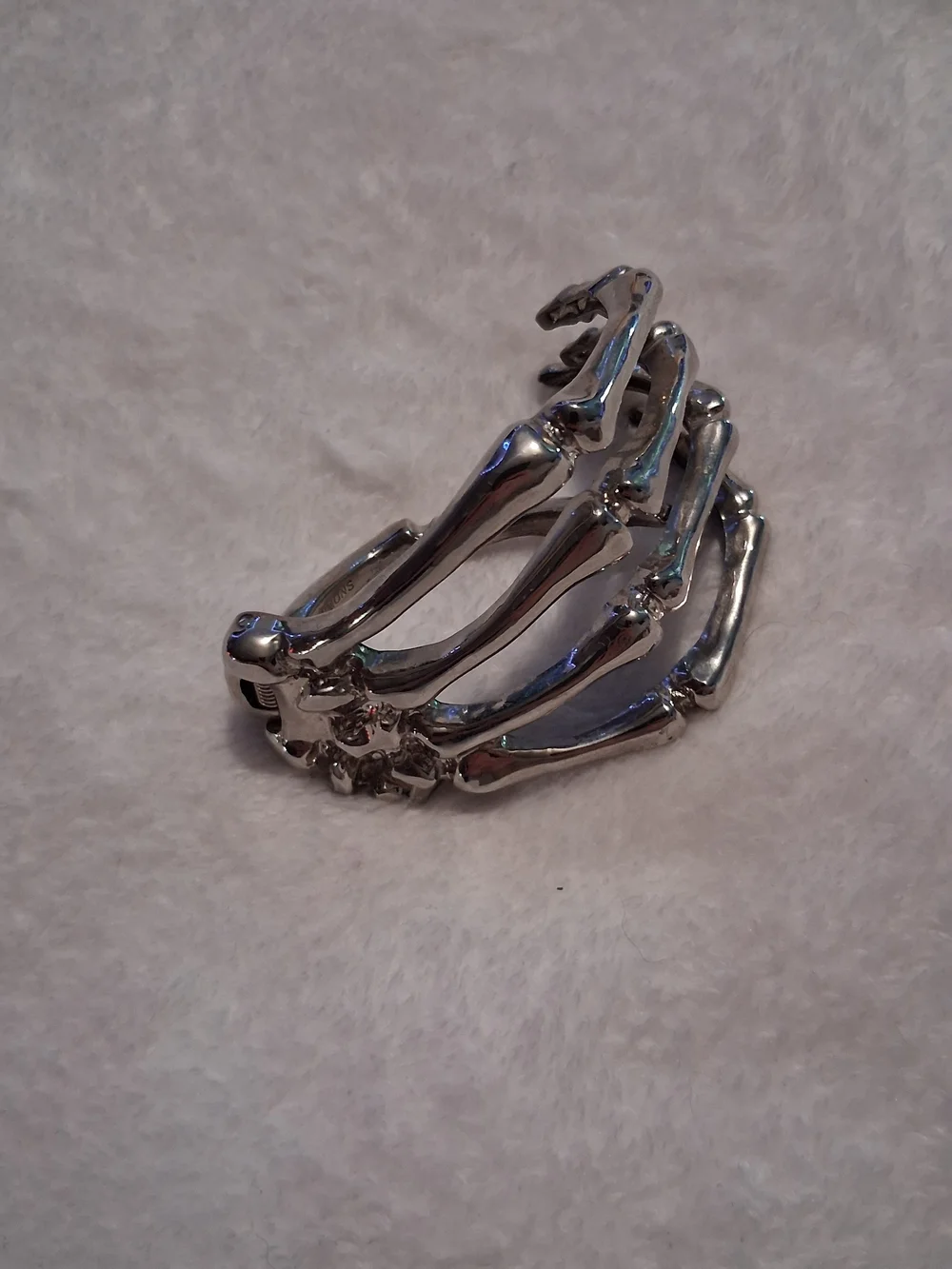 Raf Simons Silver Skeleton Sculpted Hand Braclet/Cuff